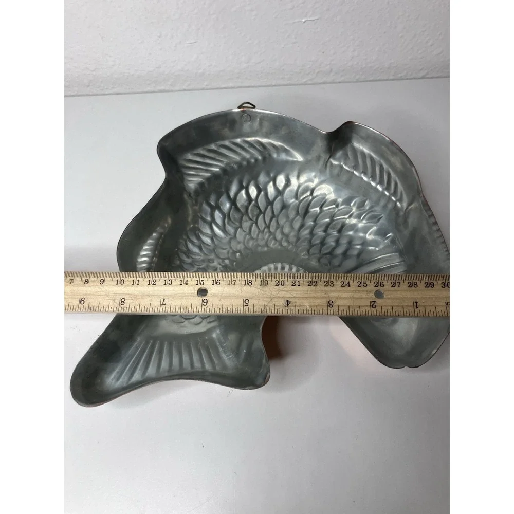 Solid‎ Copper Embossed Fish Koi Jello Baking Mold Made In Korea 8x9